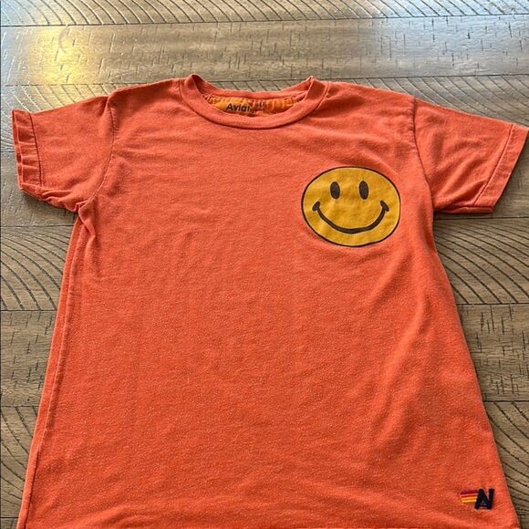 Made in 🇺🇸 Aviator Nation 🏄🏼 Orange 🍊 Yellow 🌞 Smiley 😃 Face Tee - Picture 13 of 17